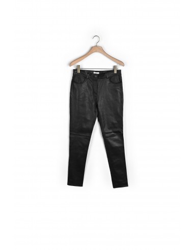 Pantalon cinq poches en cuir stretch solde